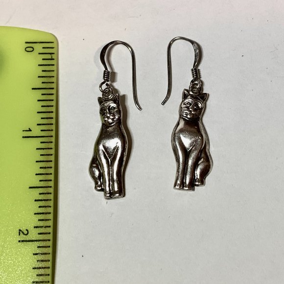 💝Vintage Cat Earrings Silver 925 - Picture 5 of 5